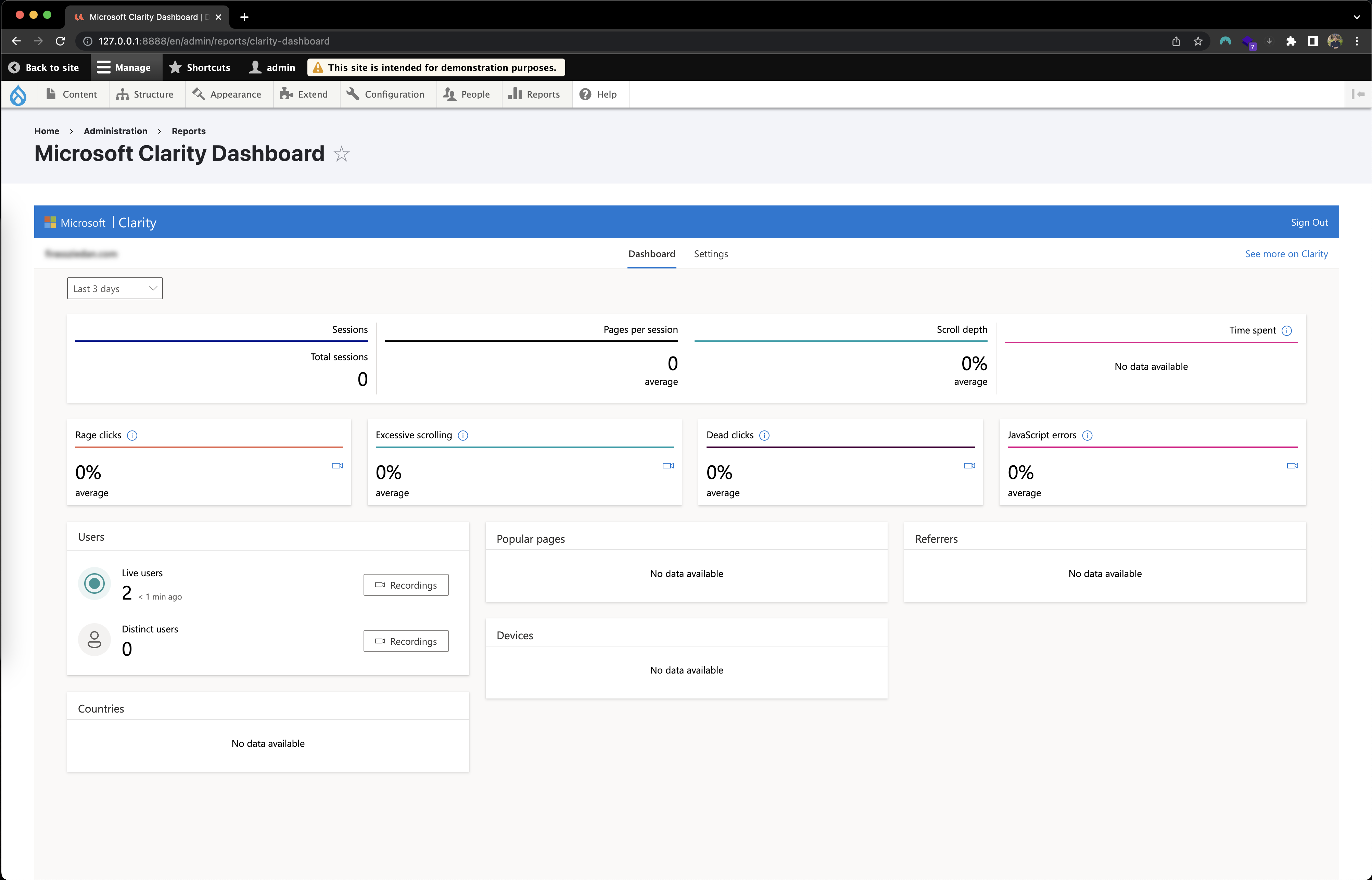 Microsoft Clarity behavioral analysis tool